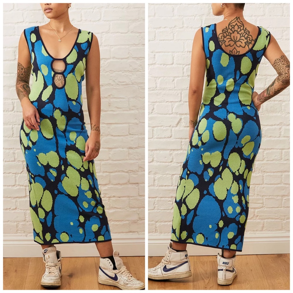 NWOT UO Another Girl Organic Lava Lamp Knit Midi Dress XS